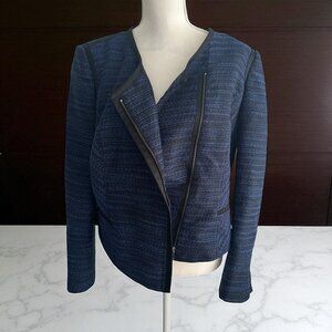 MARY KAY for Twinhill  Blue Black Knit Jacket Dress Blazer Size 14
